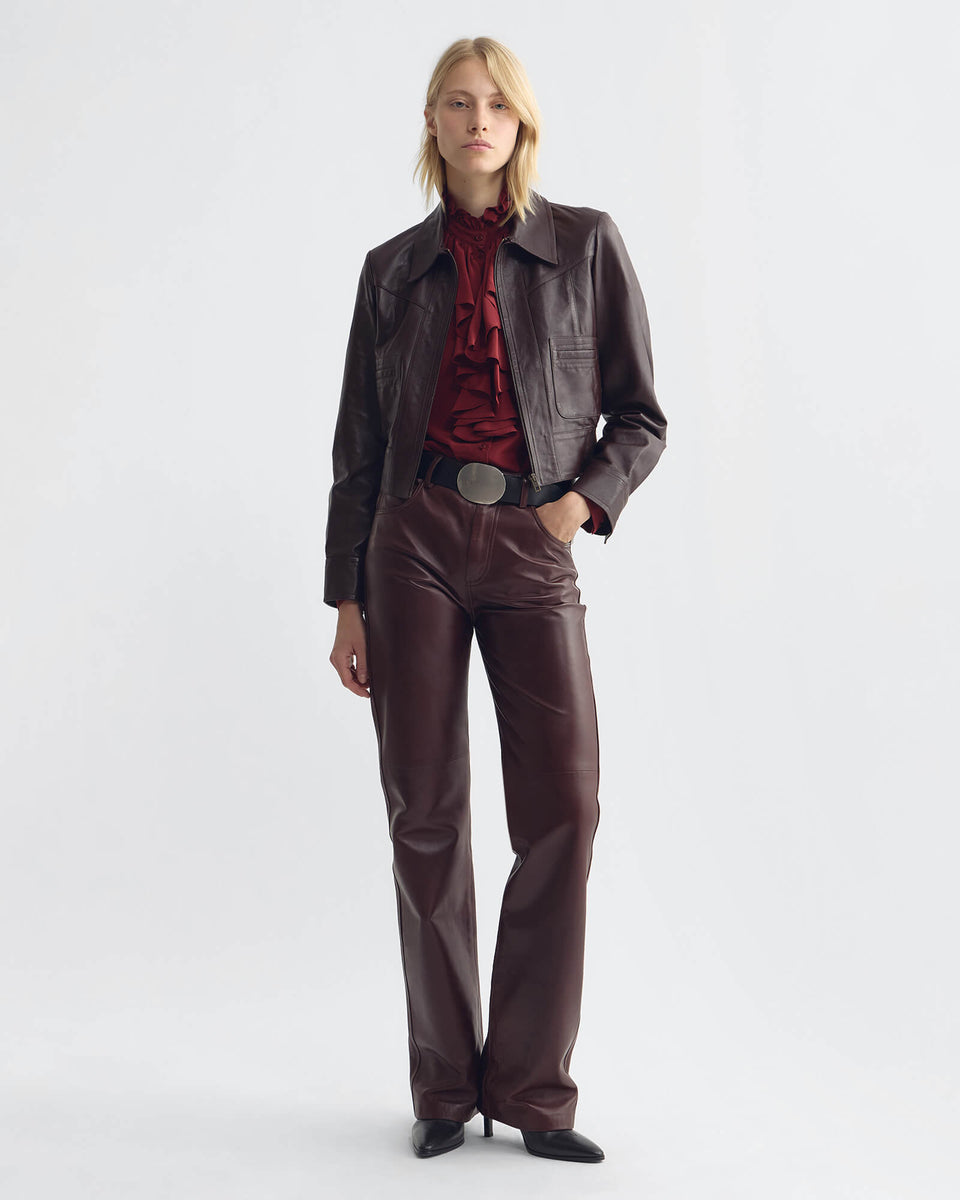 CHARLY LEATHER JACKET IN BORDEAUX