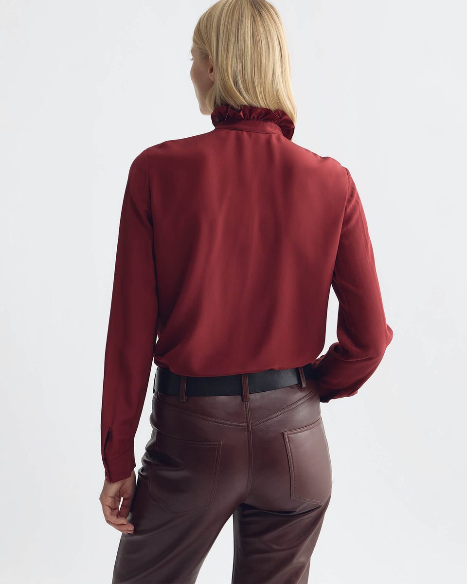 LILY SILK BLOUSE IN CRIMSON