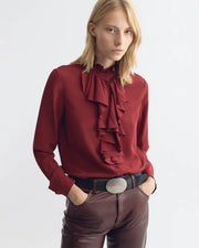 LILY SILK BLOUSE IN CRIMSON
