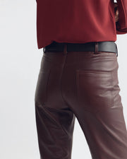 JOAN LEATHER PANT IN MERLOT