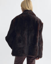 CLEOPHEE DB SHORT SHEARLING COAT IN DARK BROWN