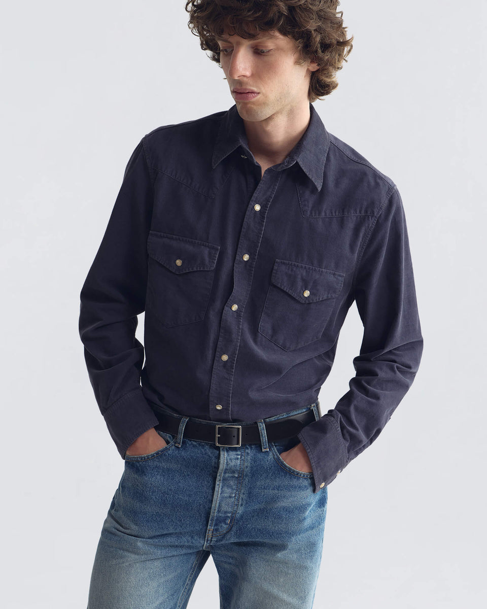 TRAVIS CORDUROY SHIRT IN DUSK NAVY