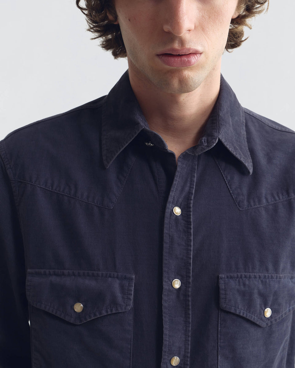 TRAVIS CORDUROY SHIRT IN DUSK NAVY