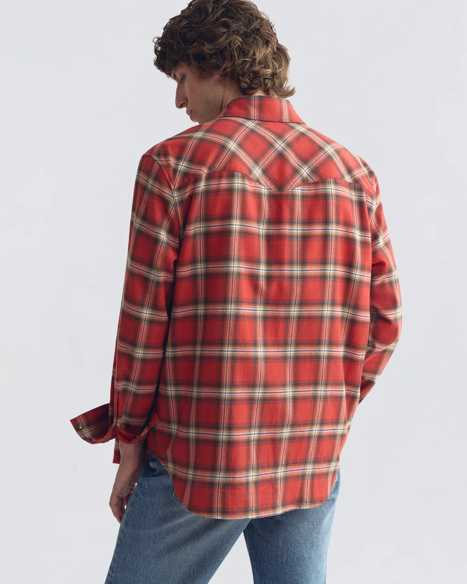 TRAVIS COTTON SHIRT IN RED/TAN PLAID