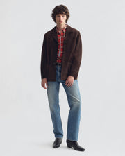 TRAVIS COTTON SHIRT IN RED/TAN PLAID