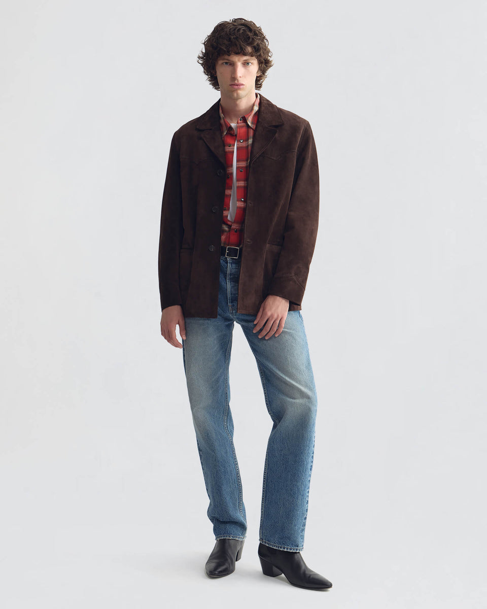 TRAVIS COTTON SHIRT IN RED/TAN PLAID