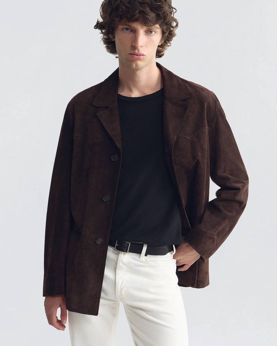 RIDGWAY LEATHER JACKET IN CHOCOLATE BROWN