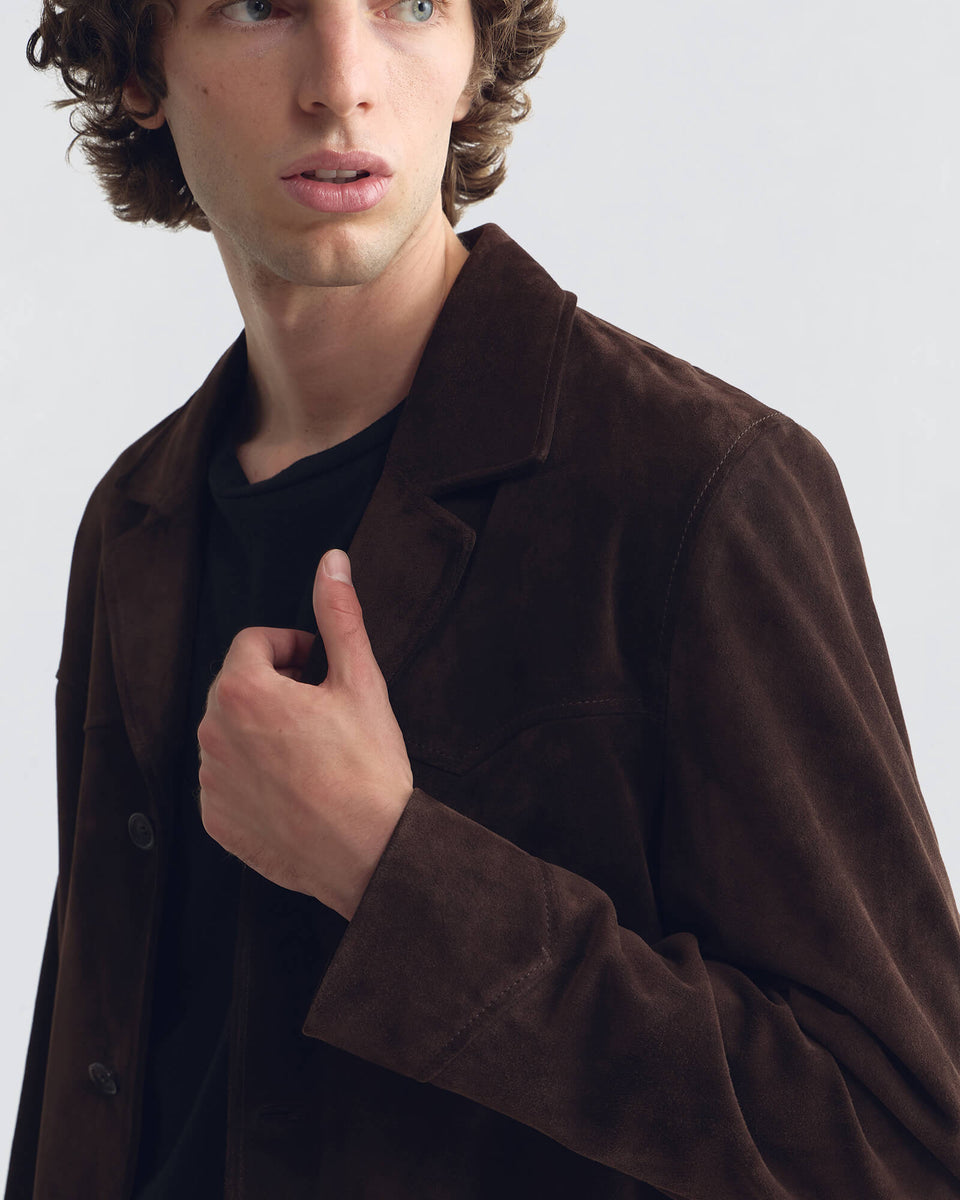 RIDGWAY LEATHER JACKET IN CHOCOLATE BROWN