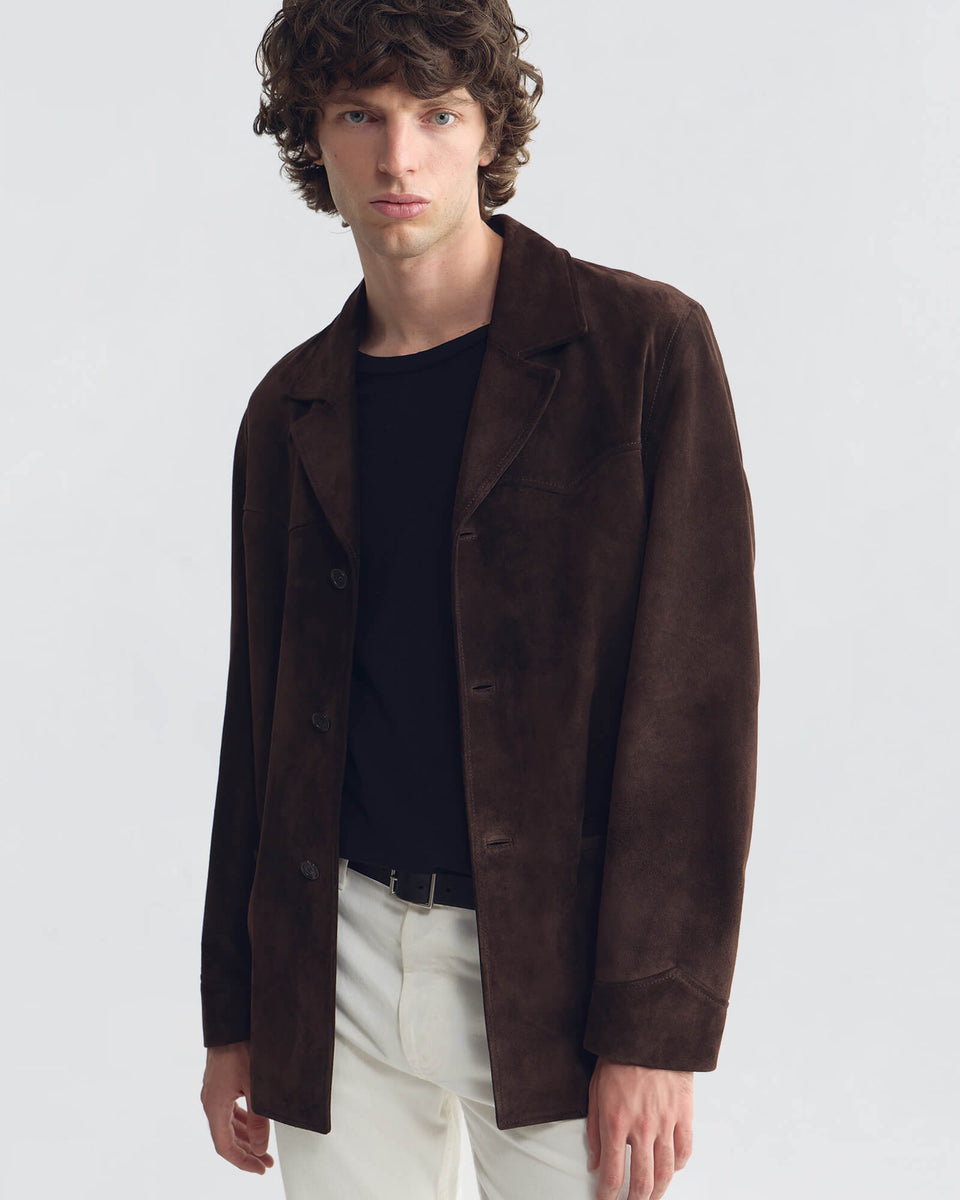 RIDGWAY LEATHER JACKET IN CHOCOLATE BROWN