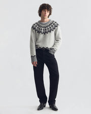 ALAN FAIR ISLE SWEATER IN LIGHT GREY FAIR ISLE