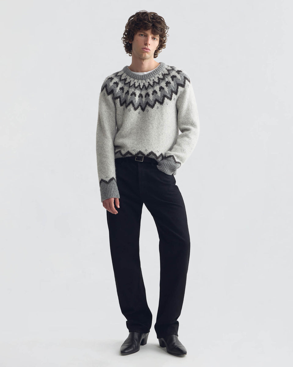 ALAN FAIR ISLE SWEATER IN LIGHT GREY FAIR ISLE