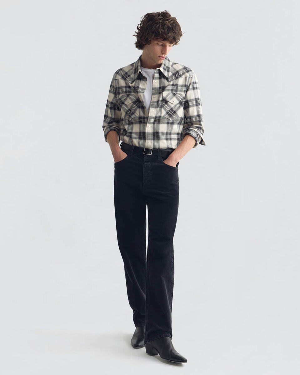 TRAVIS COTTON SHIRT IN IVORY/GREY PLAID