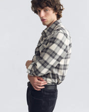 TRAVIS COTTON SHIRT IN IVORY/GREY PLAID