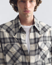 TRAVIS COTTON SHIRT IN IVORY/GREY PLAID