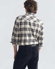 TRAVIS COTTON SHIRT IN IVORY/GREY PLAID