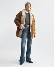 NOELLE SHEARLING COAT IN HONEY/ NATURAL