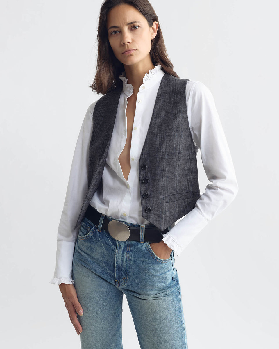 ISMAEL TAILORED VEST IN GREY/BLUE CHECK