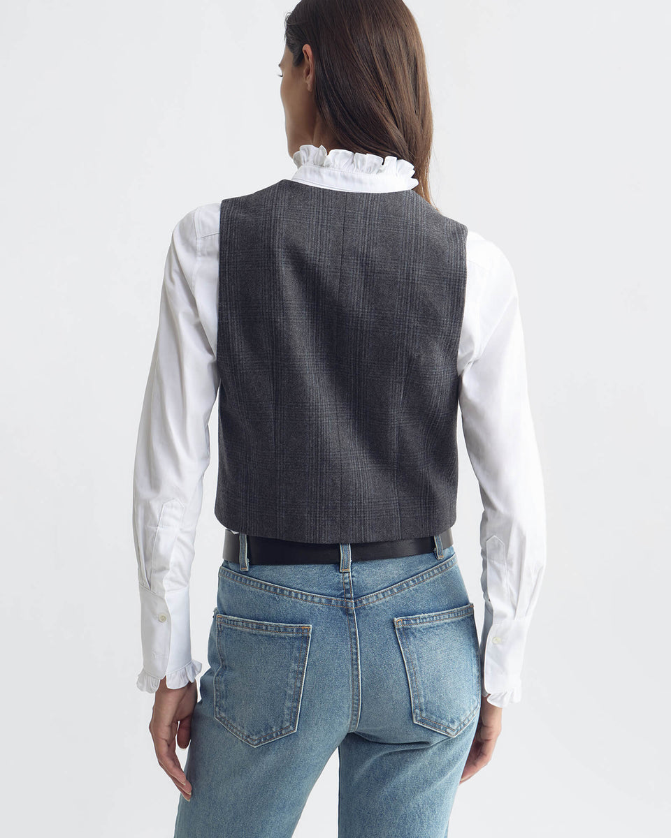 ISMAEL TAILORED VEST IN GREY/BLUE CHECK