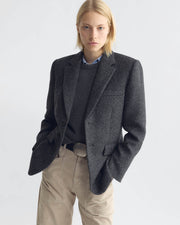 ROMAIN BOYFRIEND JACKET IN DARK CHARCOAL HERRINGBONE