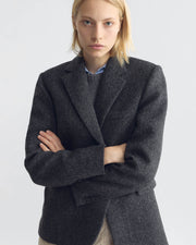ROMAIN BOYFRIEND JACKET IN DARK CHARCOAL HERRINGBONE