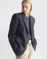 ROMAIN BOYFRIEND JACKET IN DARK CHARCOAL HERRINGBONE