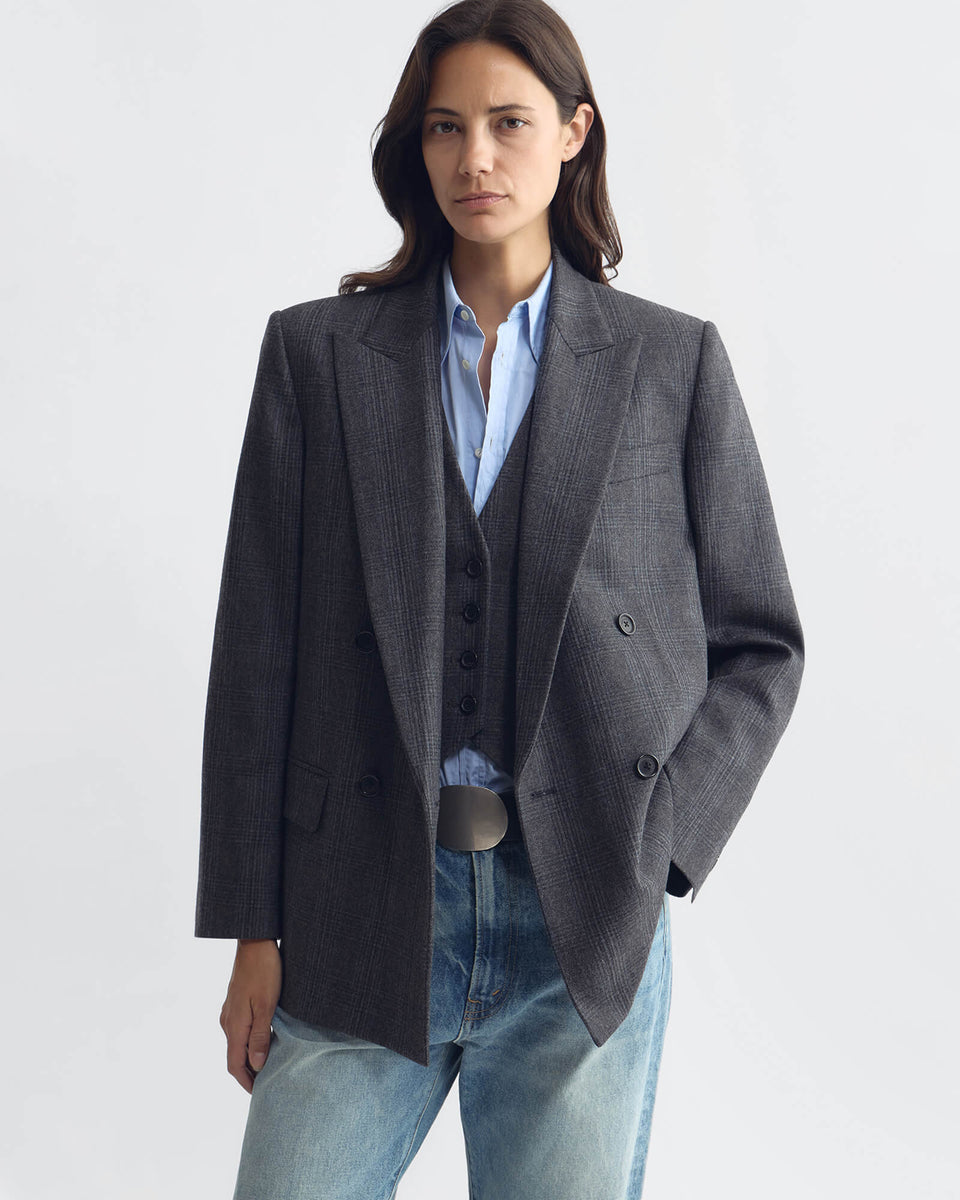 LESTON BLAZER IN GREY/BLUE CHECK