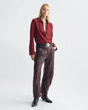 SHON LEATHER PANT IN MERLOT