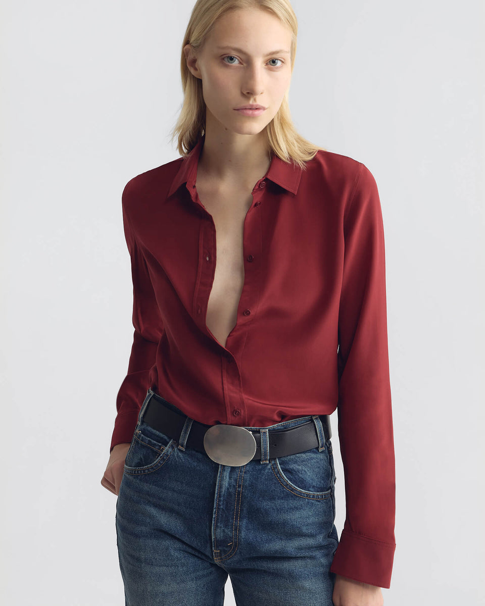 GAIA SLIM SHIRT IN CRIMSON