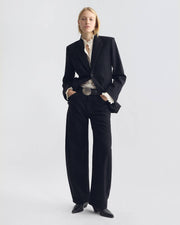 ROMAIN BOYFRIEND JACKET IN BLACK PINSTRIPES