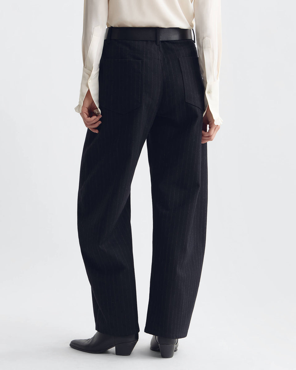TRIBECA PANT IN BLACK PINSTRIPES
