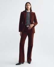 ANABEL VELVET TAILORED JACKET IN BURNT SIENNA