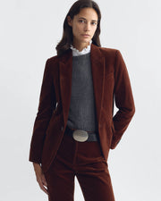ANABEL VELVET TAILORED JACKET IN BURNT SIENNA