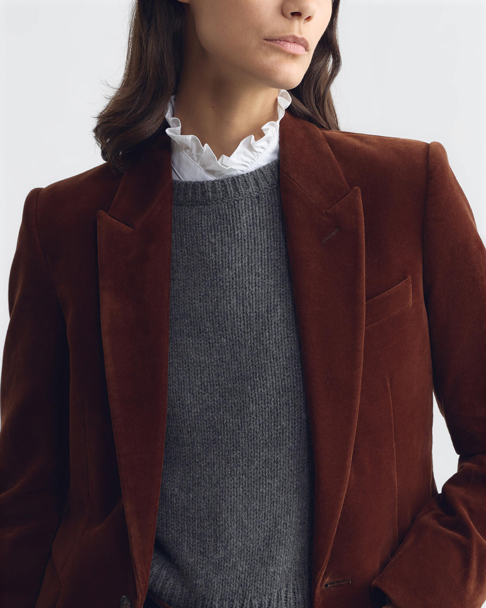 ANABEL VELVET TAILORED JACKET IN BURNT SIENNA