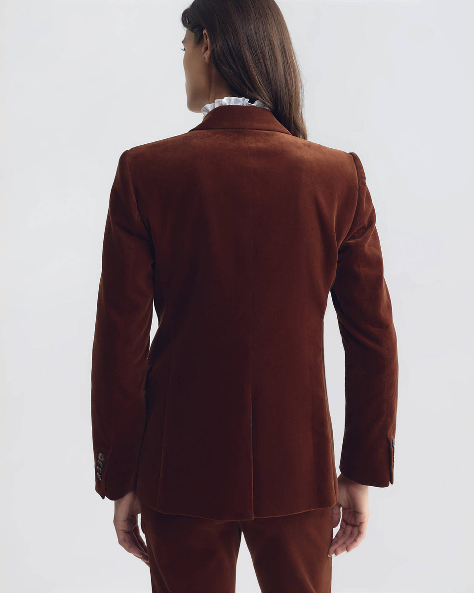 ANABEL VELVET TAILORED JACKET IN BURNT SIENNA
