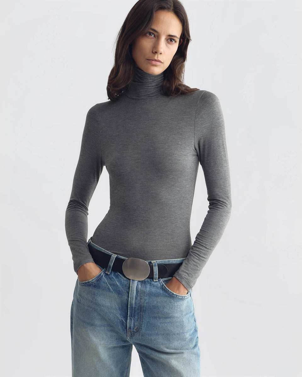 KERIA TOP IN DARK HEATHER GREY