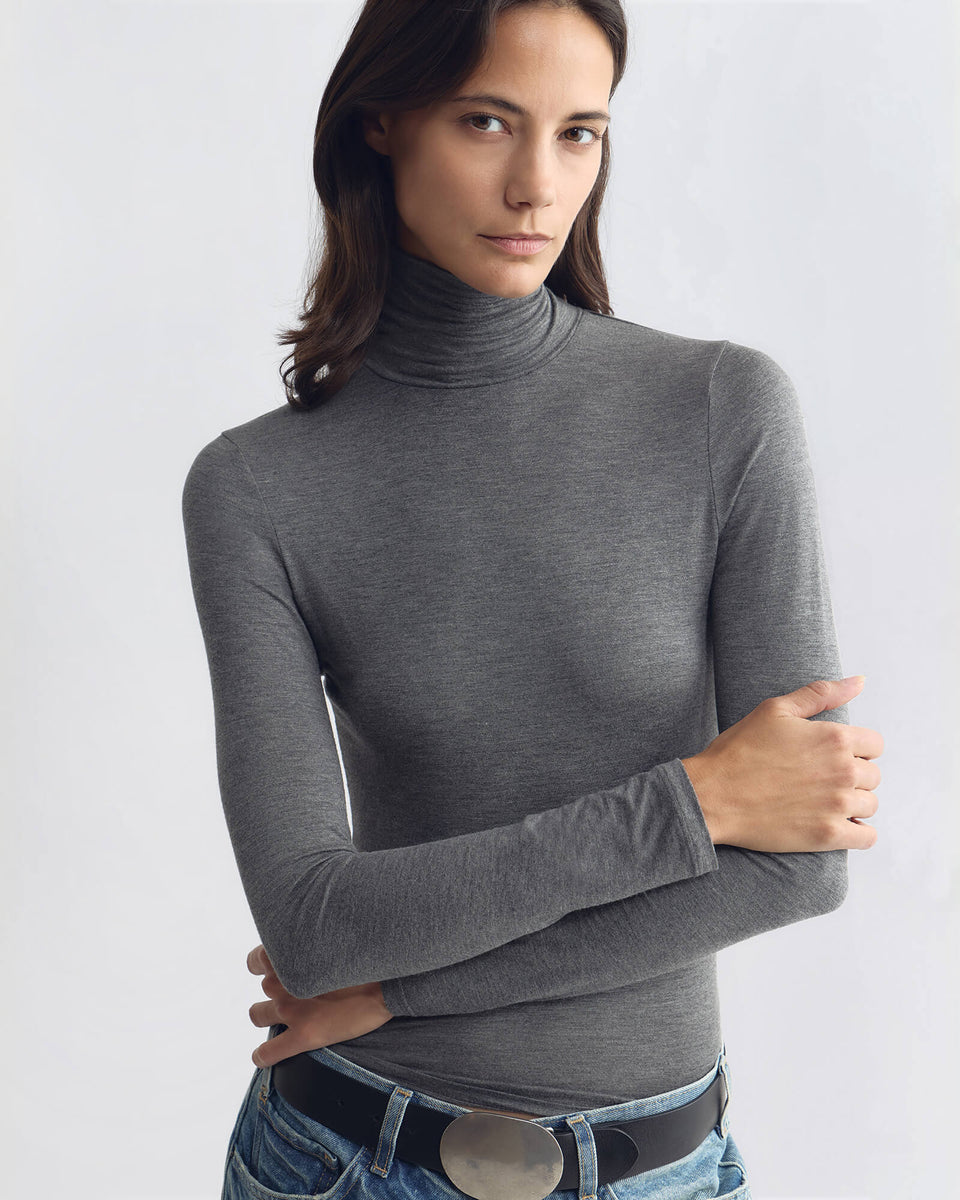 KERIA TOP IN DARK HEATHER GREY