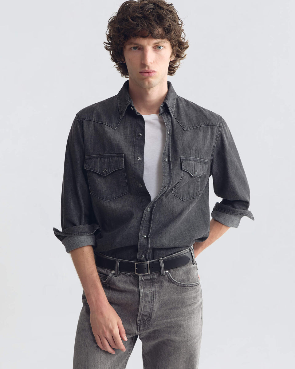 TRAVIS DENIM SHIRT IN FADED BLACK WASH