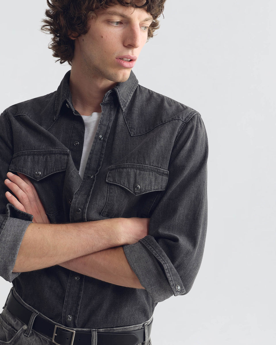 TRAVIS DENIM SHIRT IN FADED BLACK WASH
