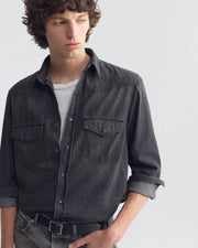 TRAVIS DENIM SHIRT IN FADED BLACK WASH