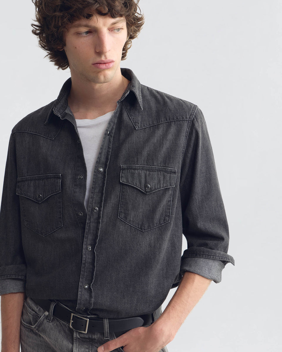 TRAVIS DENIM SHIRT IN FADED BLACK WASH