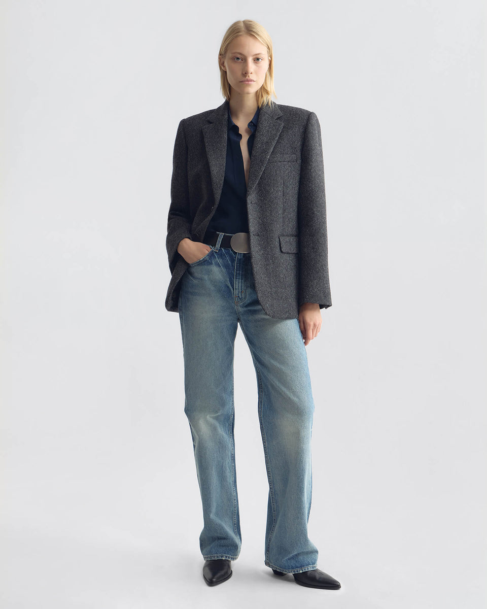 GAIA SILK SHIRT IN MARINE BLUE