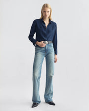 GAIA SILK SHIRT IN MARINE BLUE