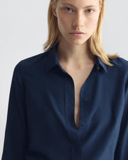 GAIA SILK SHIRT IN MARINE BLUE