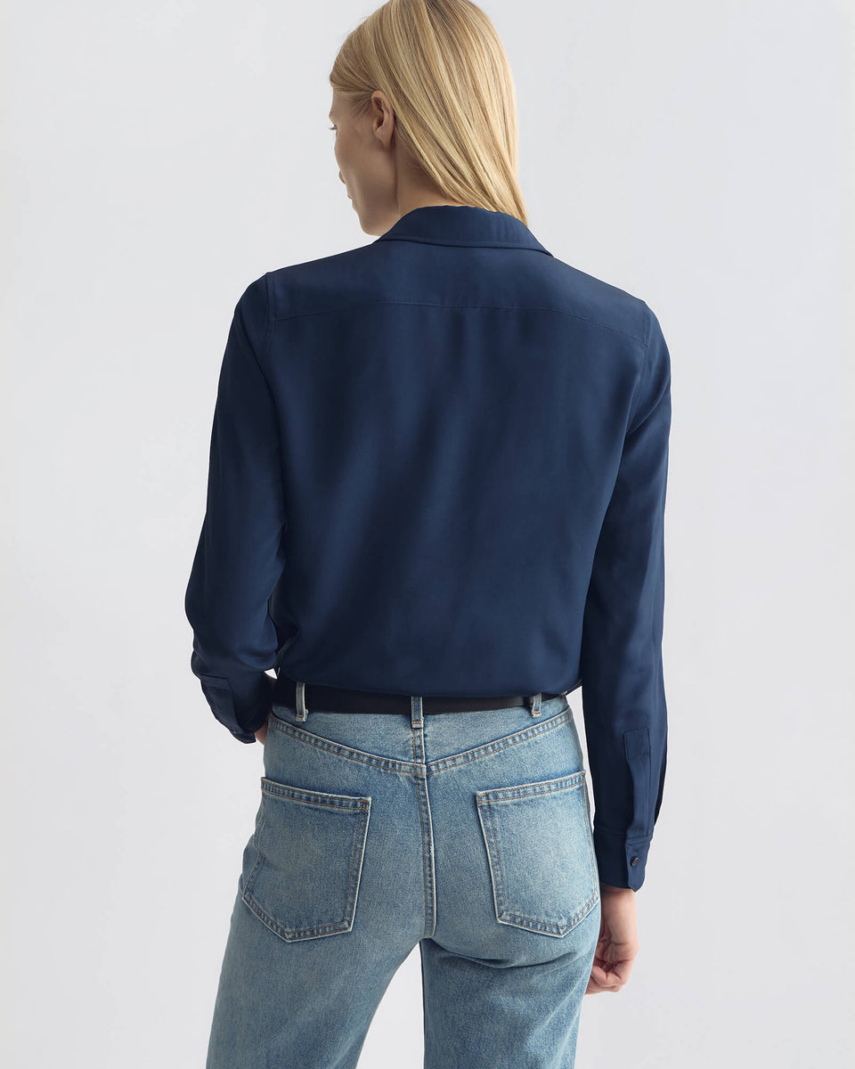 GAIA SILK SHIRT IN MARINE BLUE