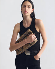 JERRY CLUTCH IN TAUPE SNAKESKIN