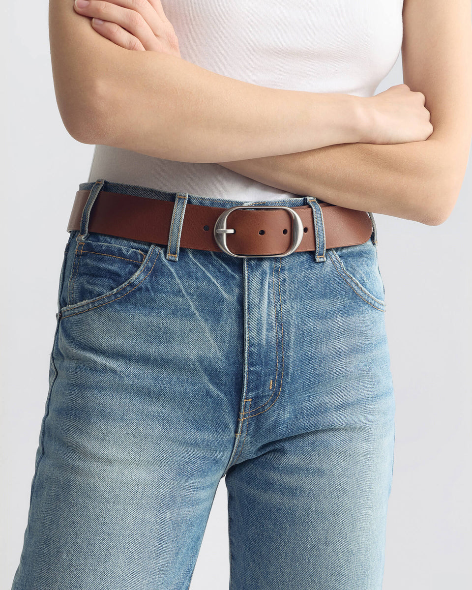 NILI BELT IN CHESTNUT W/ ANTIQUE SILVER BUCKLE