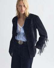 AGATE FRINGE SUEDE JACKET IN MIDNIGHT