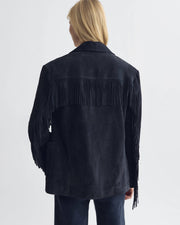 AGATE FRINGE SUEDE JACKET IN MIDNIGHT