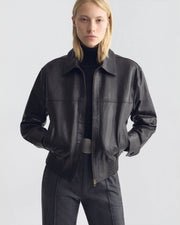 AIME LEATHER BOMBER JACKET IN BROWN