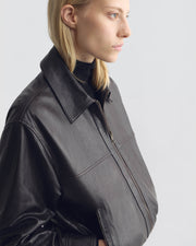 AIME LEATHER BOMBER JACKET IN BROWN